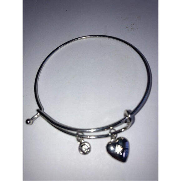 VTN Bangle Sterling Silver Plated With Heart With Crystal And Circle With 1946 - Picture 2 of 3